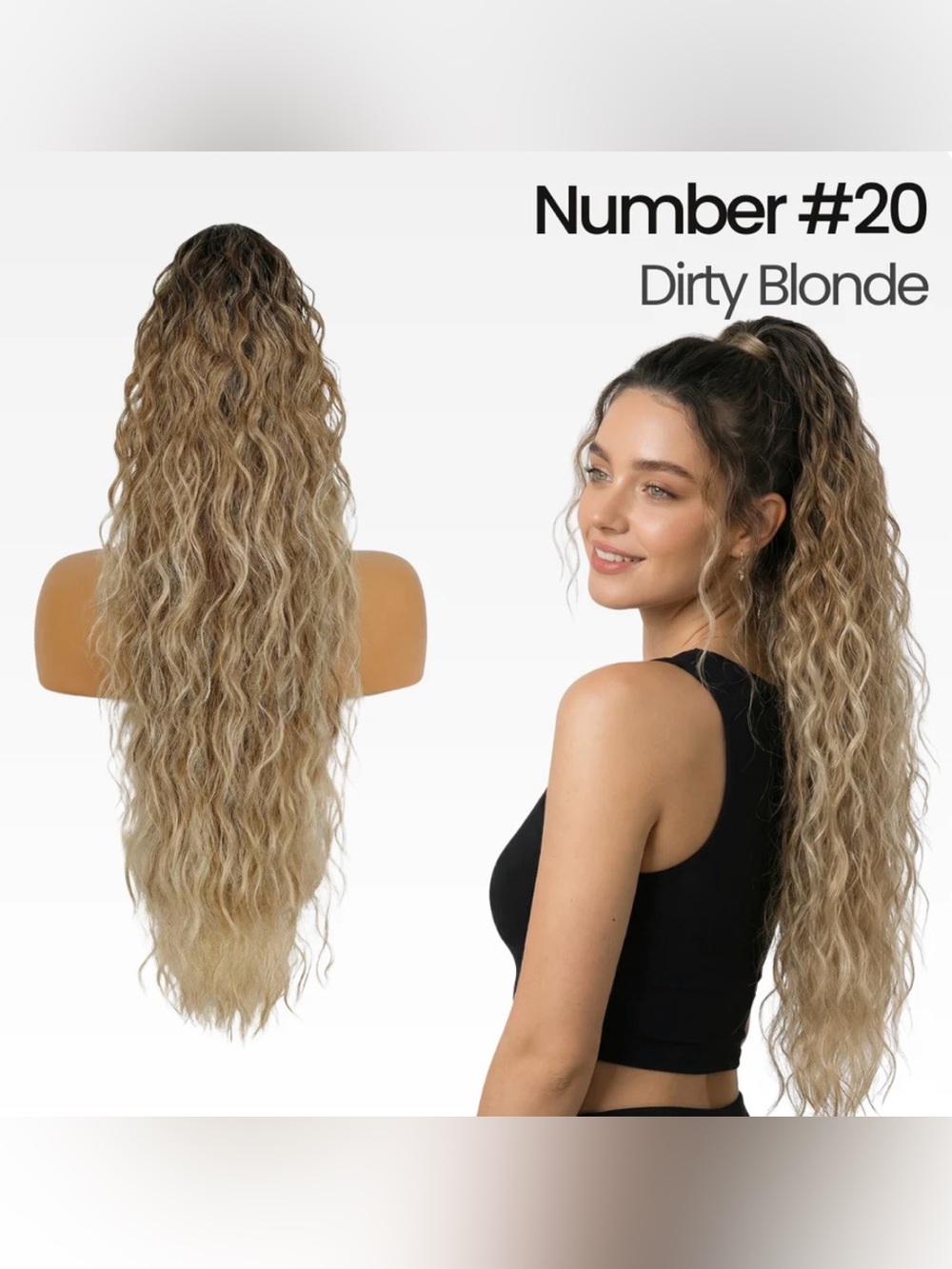 Natural Wavy Pony Tail in Dirty Blonde